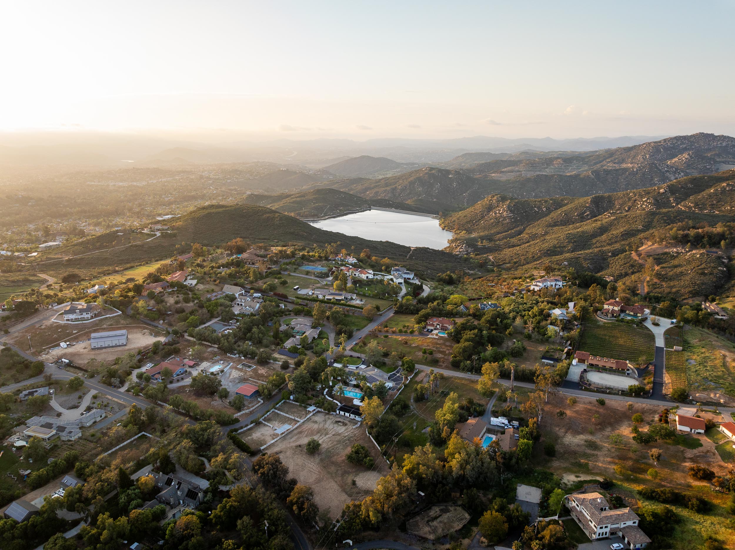 Aerial view Poway hills San Diego vacant home staging